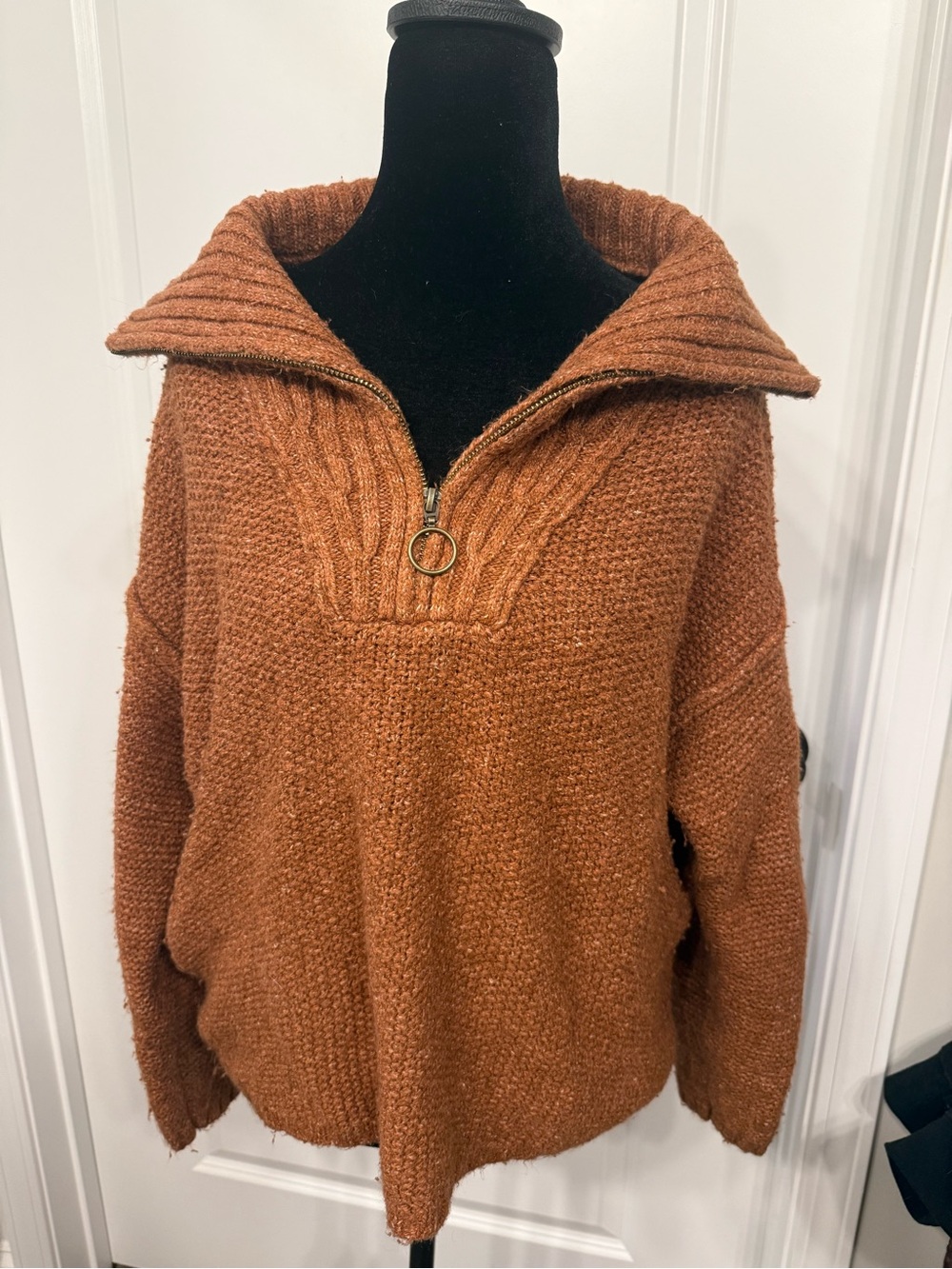 Universal Thread Rust Brown Half-Zip Cozy Knit Sweater